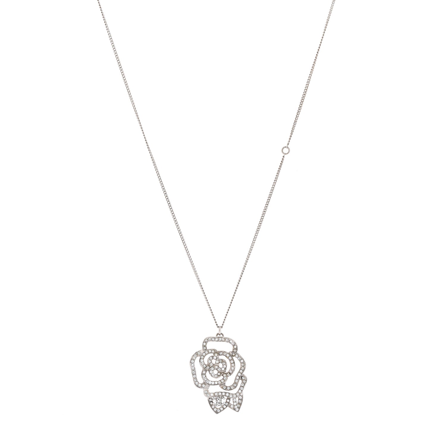Crystal CC Camellia Necklace Silver