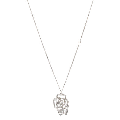 Chanel Crystal CC Camellia Necklace Silver 1 of 6