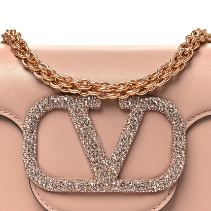 Valentino Garavani Calfskin Crystal Vlogo Small Loco Shoulder Bag Rose Cannelle 8 of 10