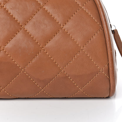 Chanel Calfskin Quilted Small Bowler Brown 17 of 23