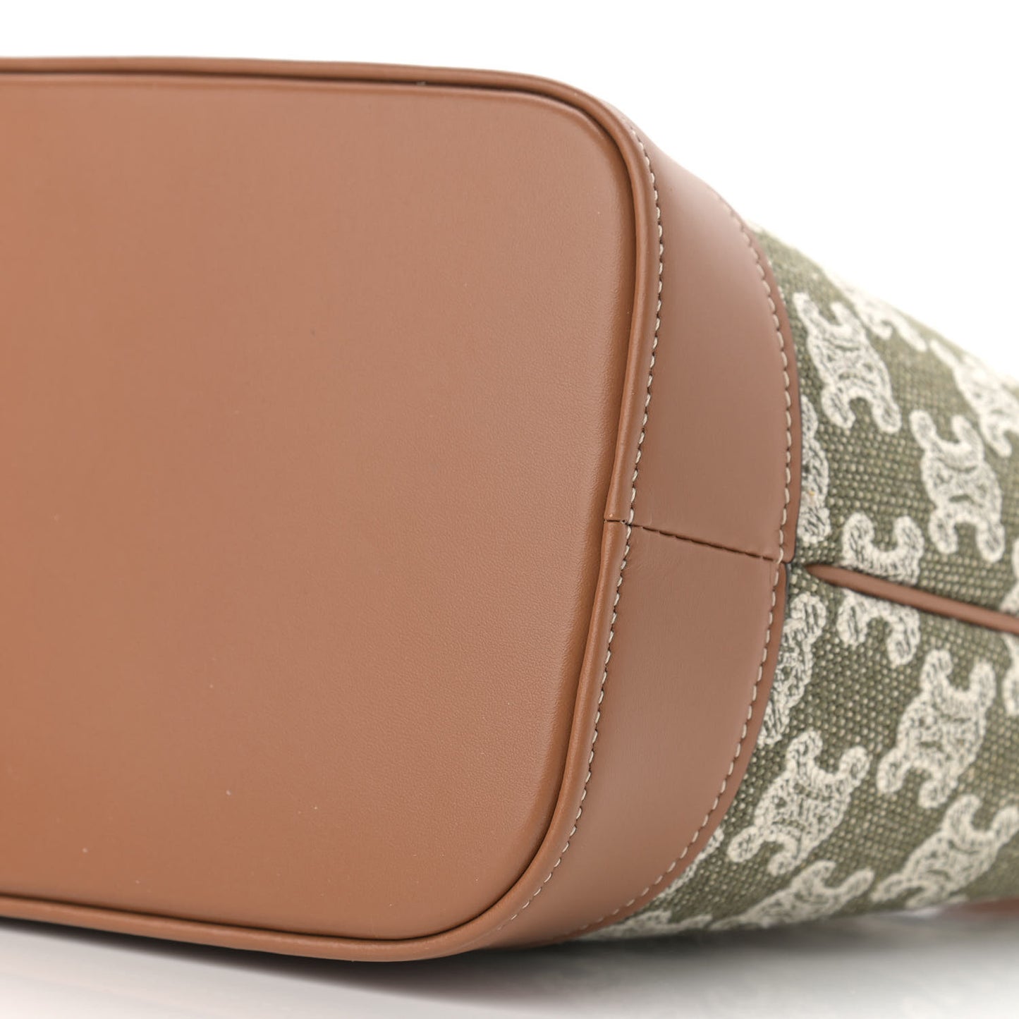 Triomphe Canvas Calfskin Small Bucket Bag Green