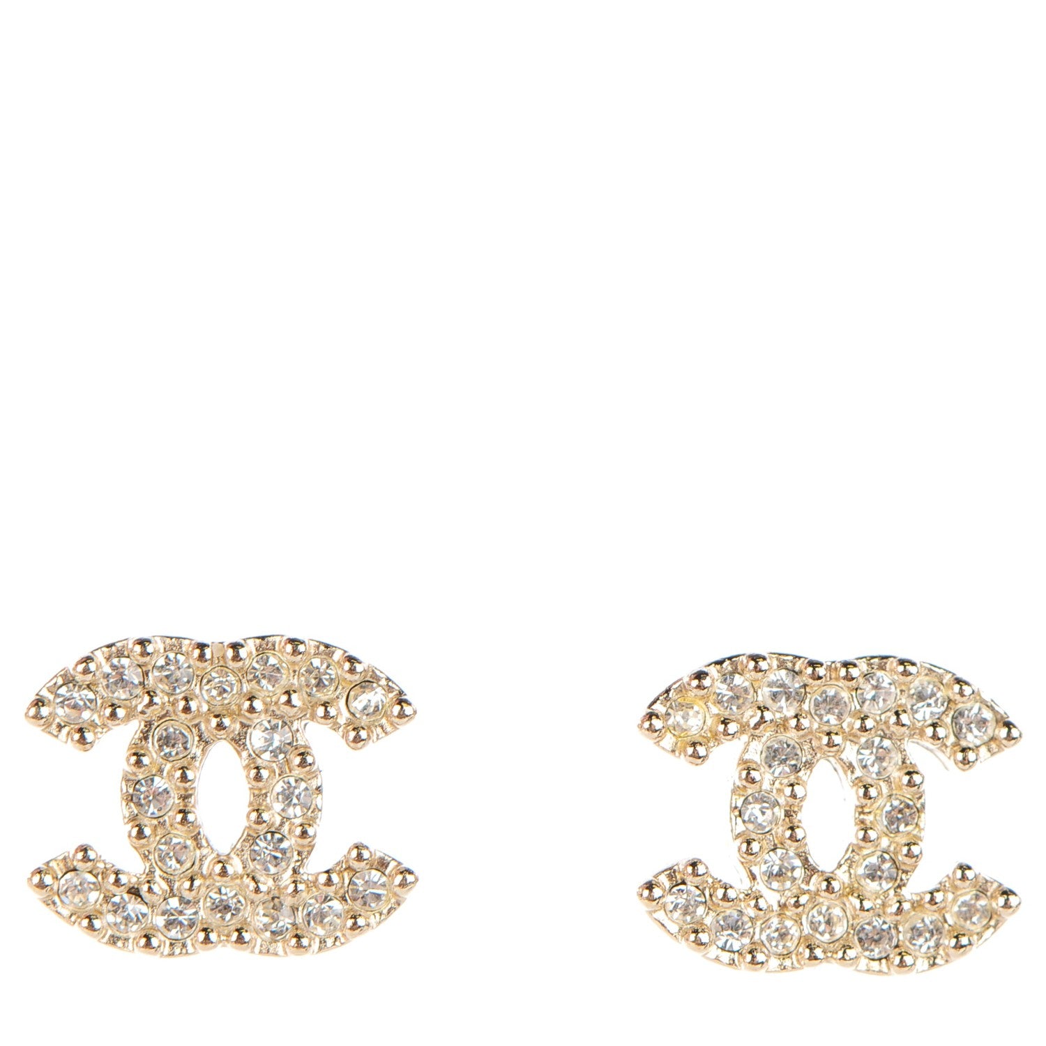Chanel Crystal Timeless CC Earrings Gold 1 of 5