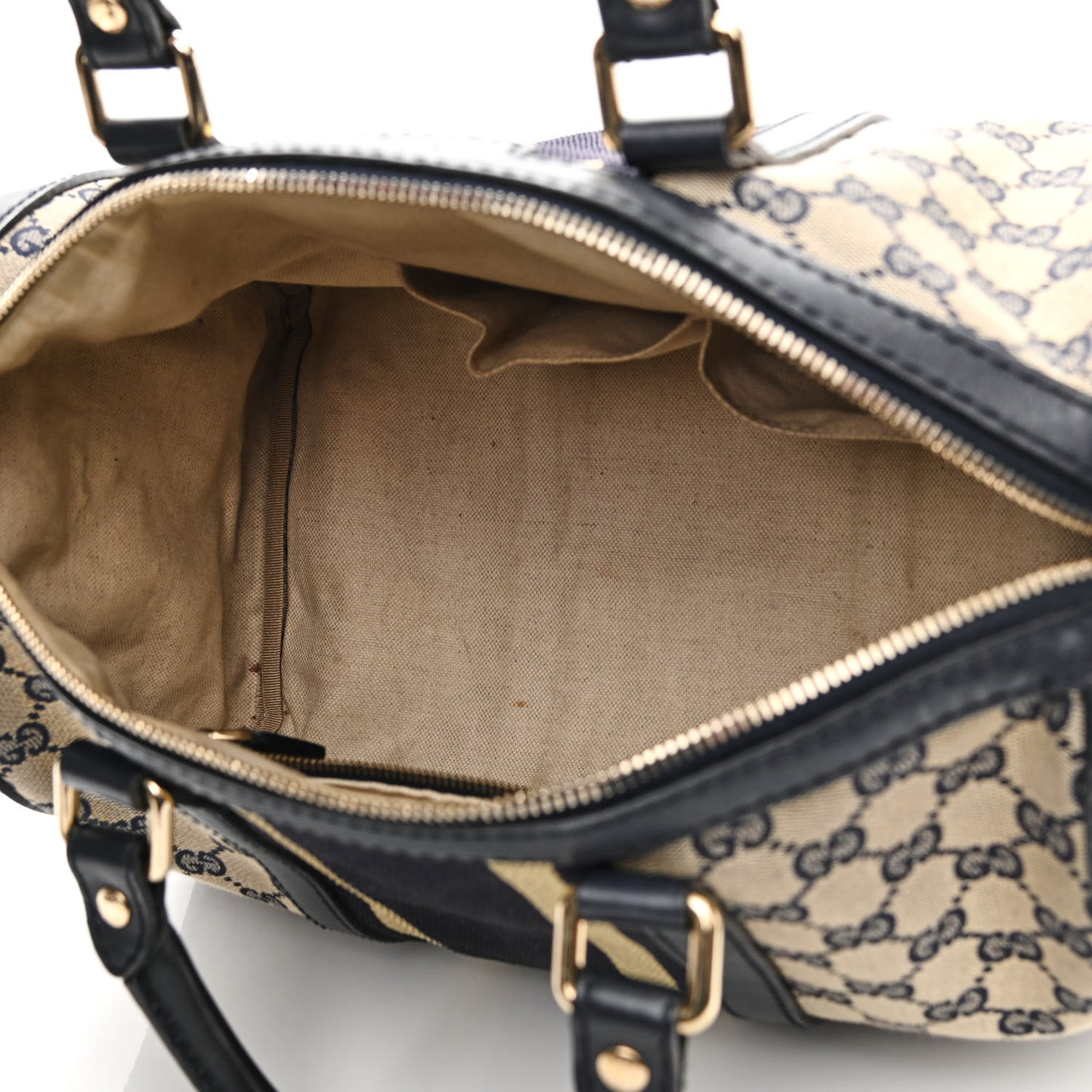 Monogram Vintage Web Medium Boston Gold Navy