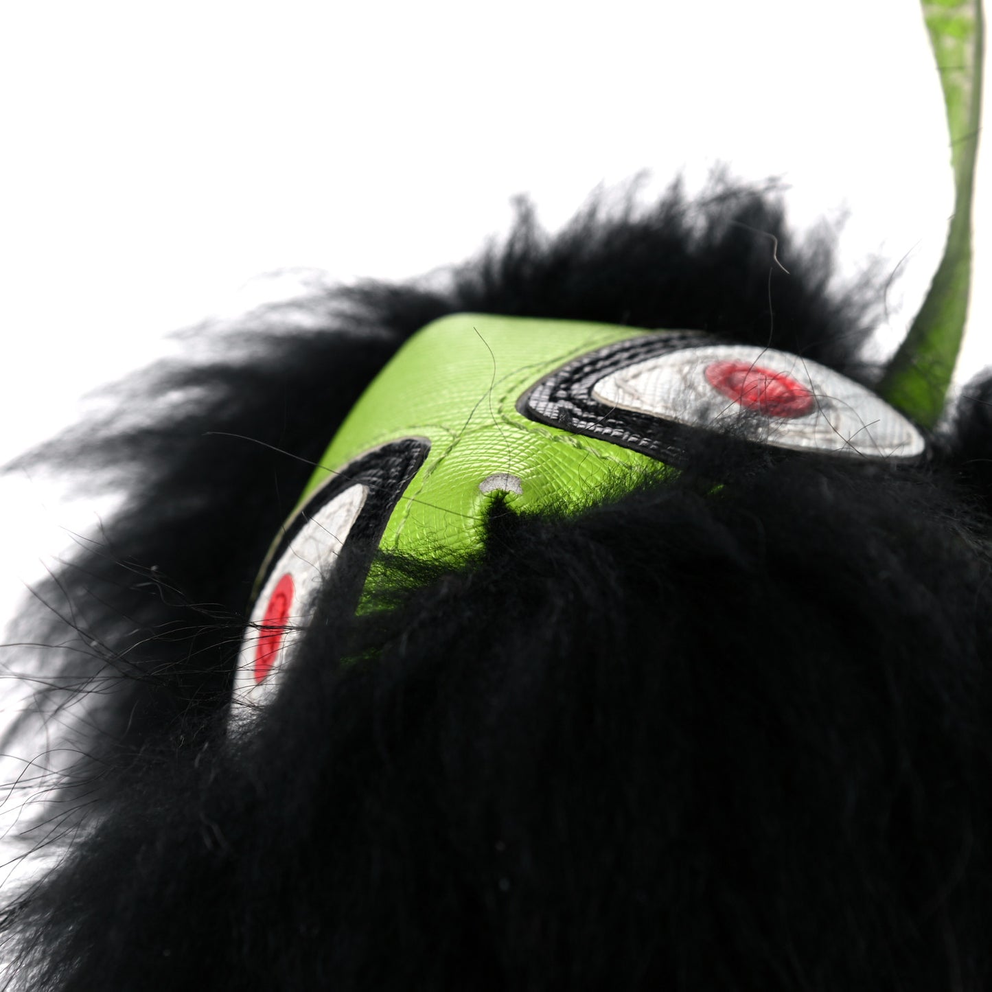 Vitello Elite Fox Fur Monster Bag Bug Charm Green Black