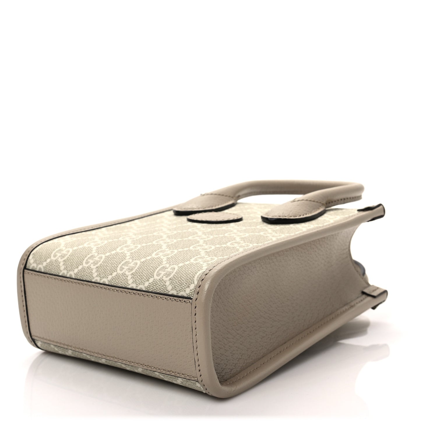 GG Supreme Monogram Textured Dollar Calfskin Mini Retro Interlocking G Tote Bag Beige Mystic White Oatmeal