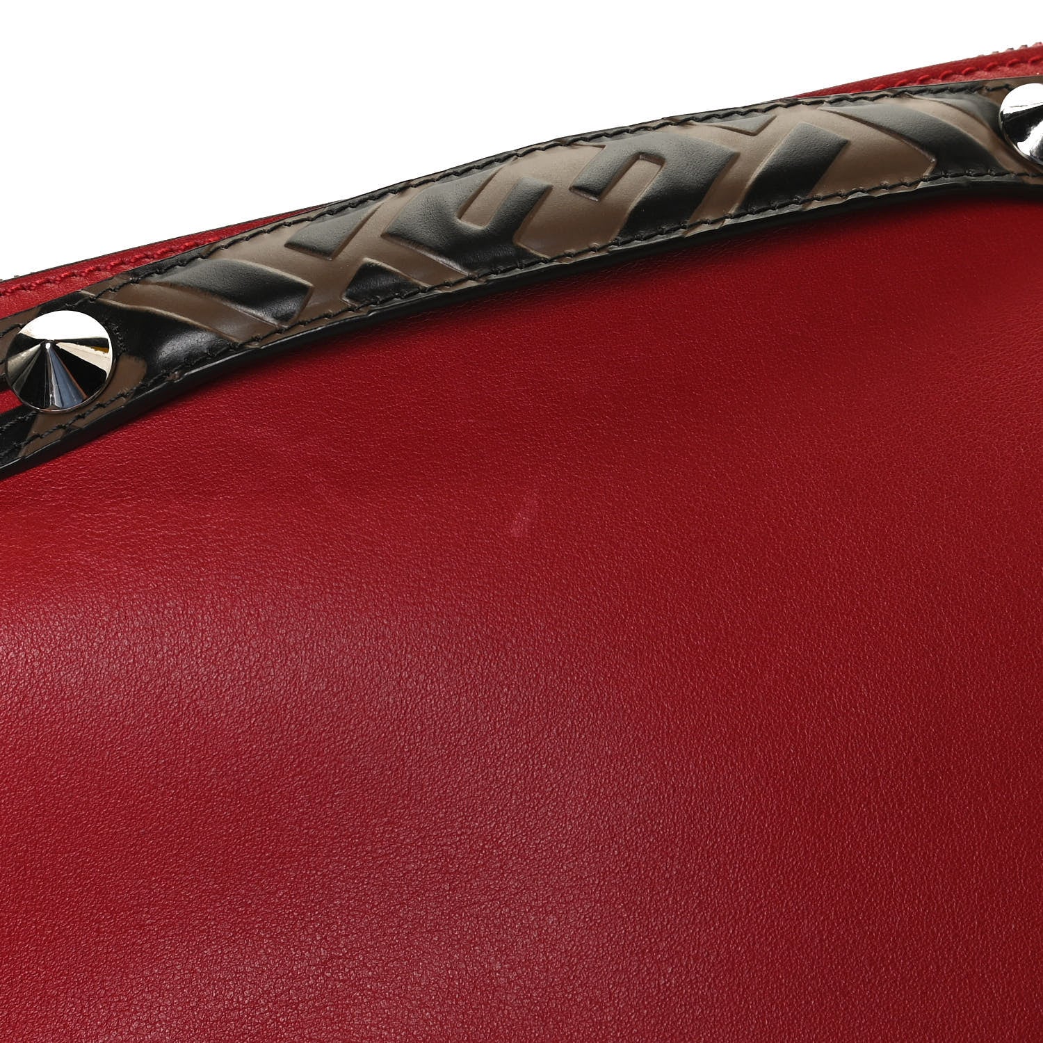 Fendi Vitello Dolce Bi-Color FF 1974 Embossed Medium By The Way Boston Bag Fragola Maya Black 13 of 13