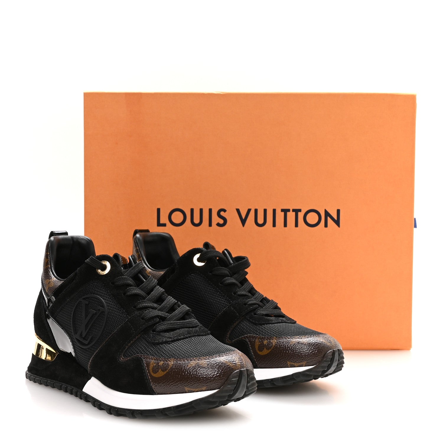 Louis Vuitton Suede Monogram Run Away Sneakers 37 Black 9 of 9