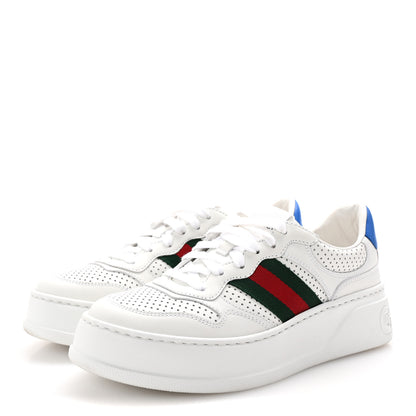 Gucci Calfskin Web Perforated Womens Platform 55mm Sneakers 38.5 White Bright Splash 4 of 10
