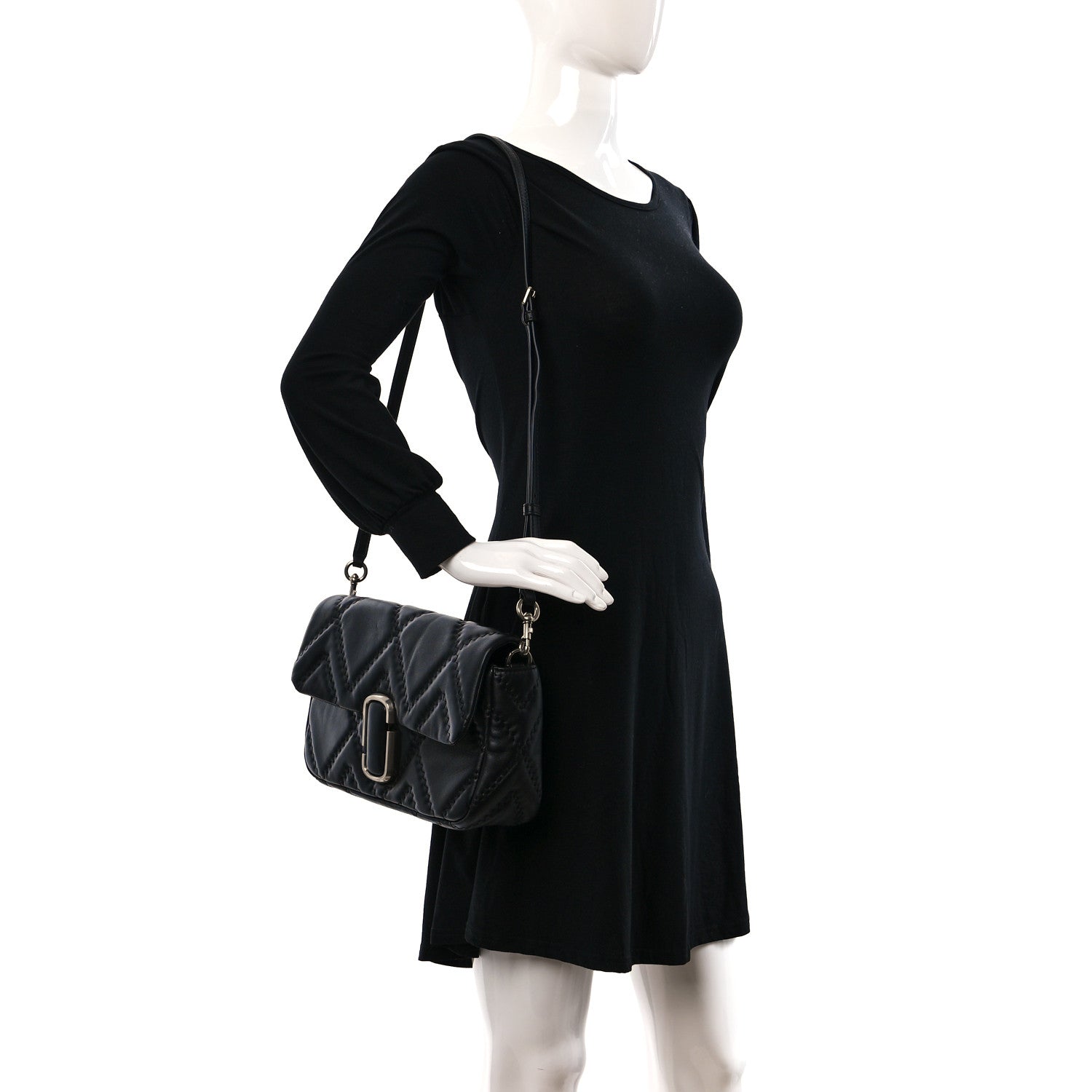 Marc Jacobs Lambskin Quilted J Marc Large Shoulder Bag Black 2 of 8