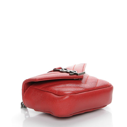 Saint Laurent Sheepskin Matelasse Chevron Monogram Mini College Bag New Red 4 of 7