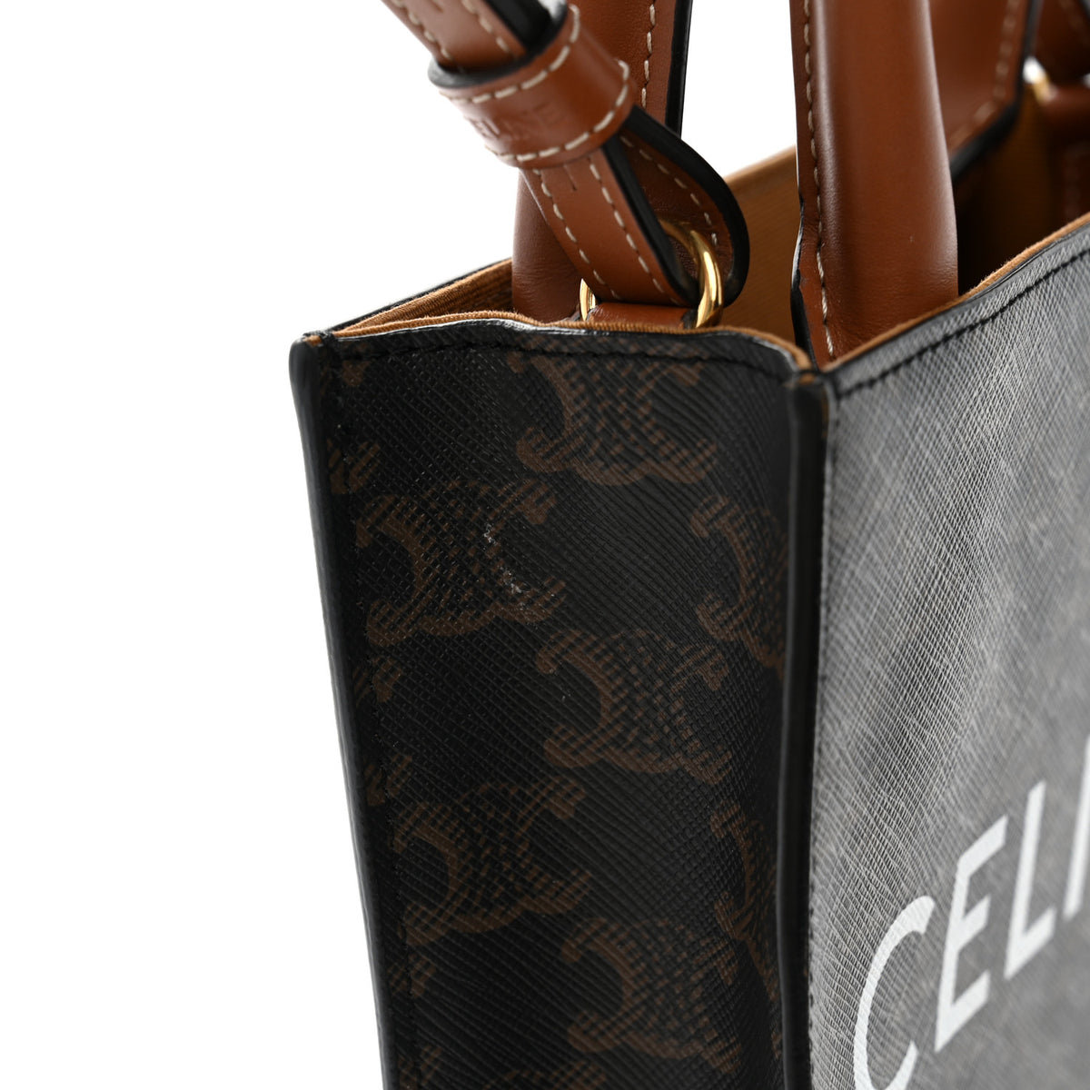 Celine Triomphe Canvas Calfskin Mini Vertical Cabas Tan 9 of 9