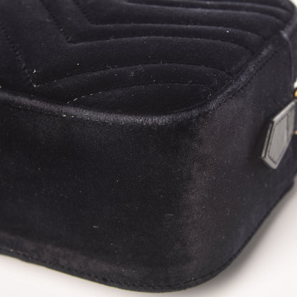 Gucci Velvet Matelasse Small GG Marmont Chain Shoulder Bag Black 13 of 21
