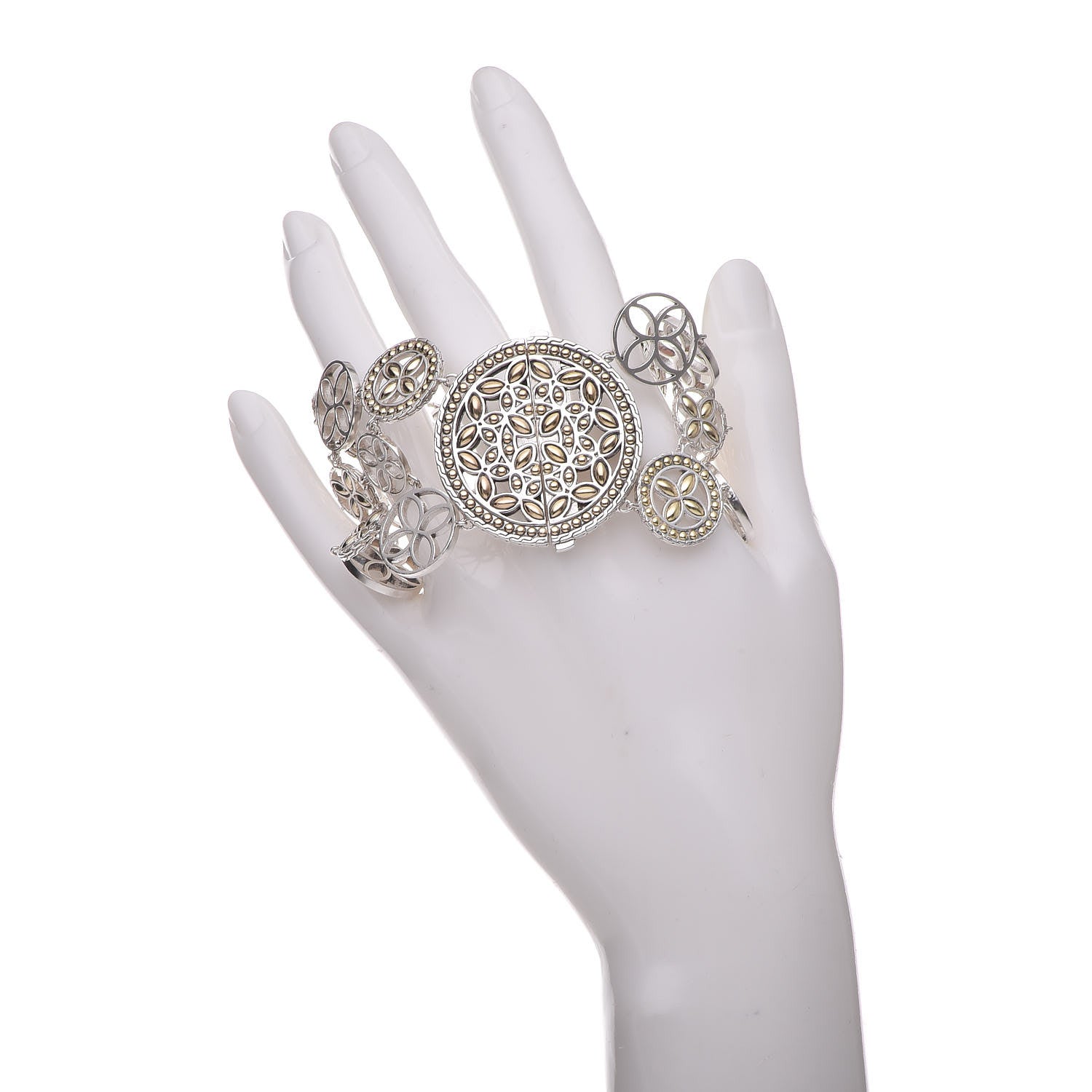 John Hardy Sterling Silver 18K Yellow Gold Kawung Three Row Bracelet 2 of 6