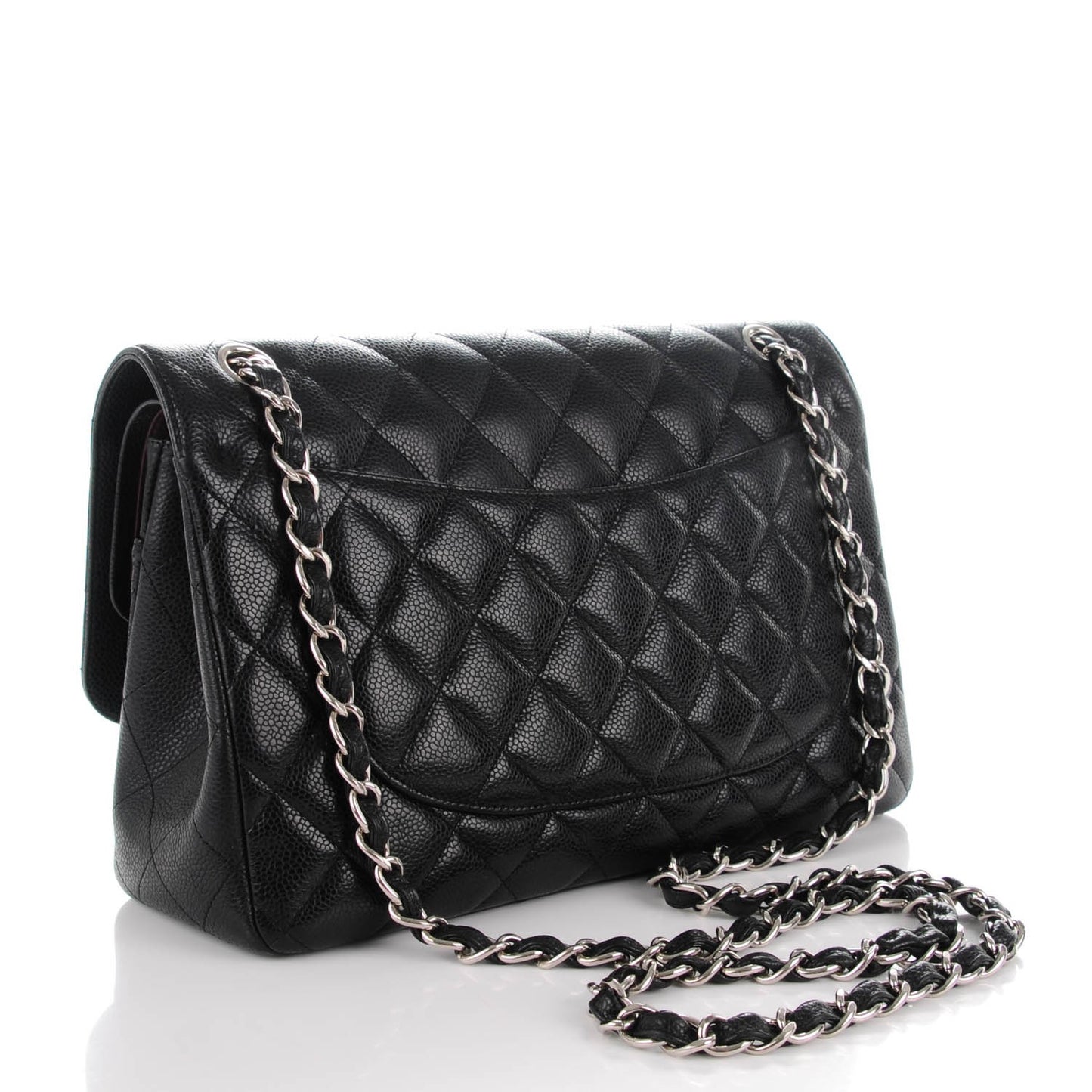 Caviar Quilted Jumbo Double Flap Black