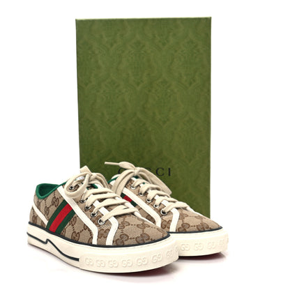 Gucci GG Monogram Web Womens 1977 Tennis Sneakers 37.5 Beige Ebony Mystic White 8 of 8