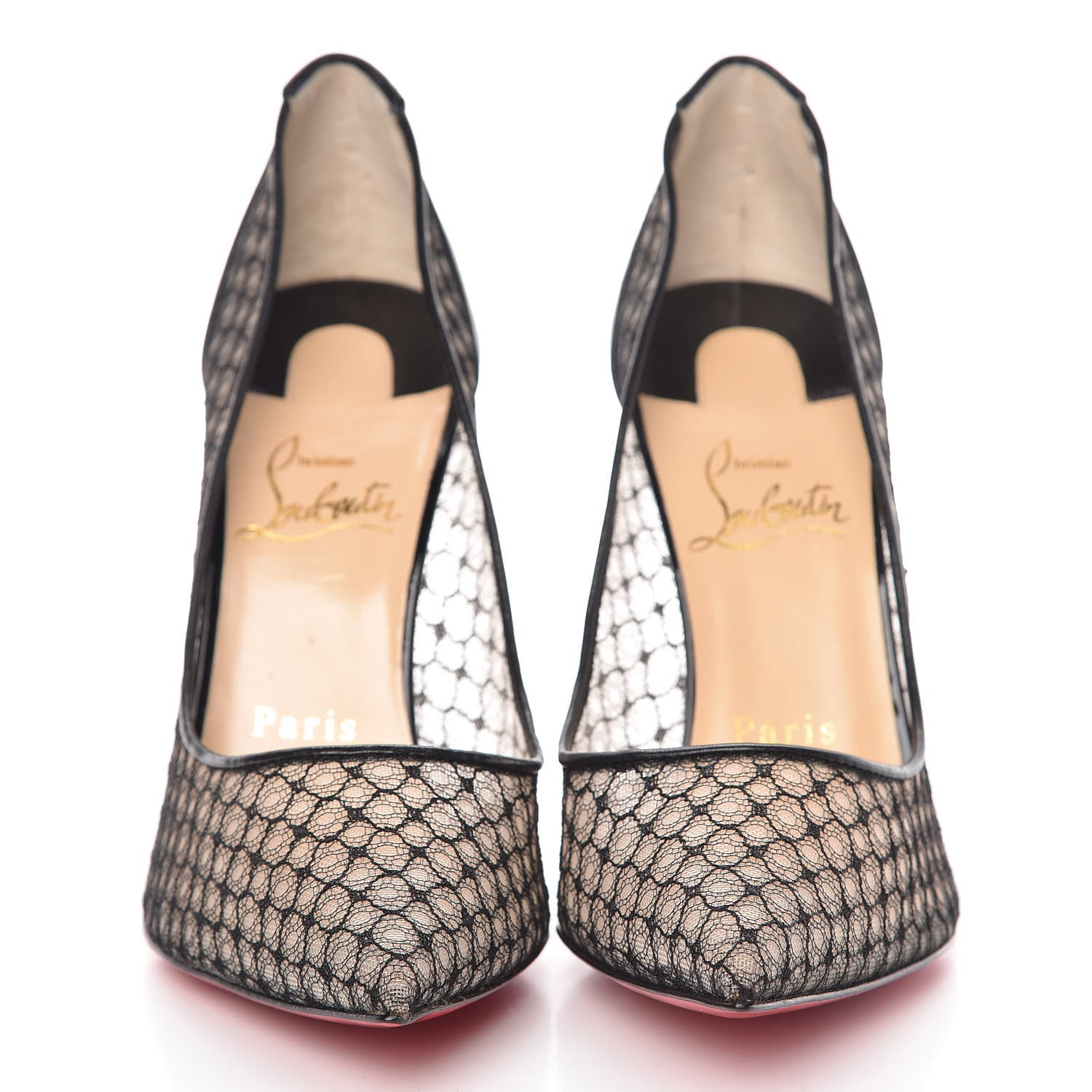 Christian Louboutin Nappa Bas Resille Follies Lace 100 Pumps 37 Black 2 of 10