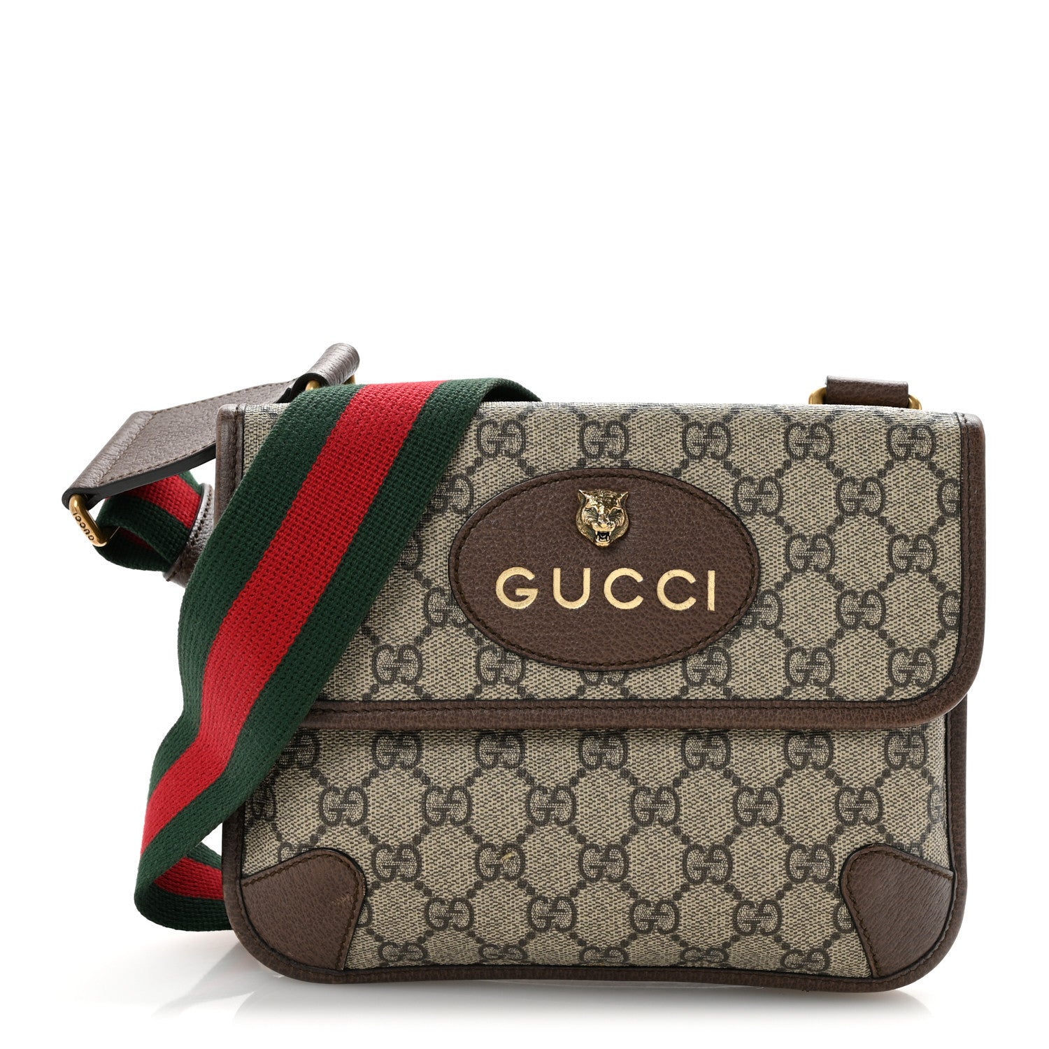 Gucci GG Supreme Monogram Web Small Neo Vintage Double Flap Messenger Bag Beige New Acero 1 of 12