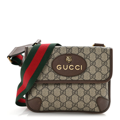 Gucci GG Supreme Monogram Web Small Neo Vintage Double Flap Messenger Bag Beige New Acero 1 of 12