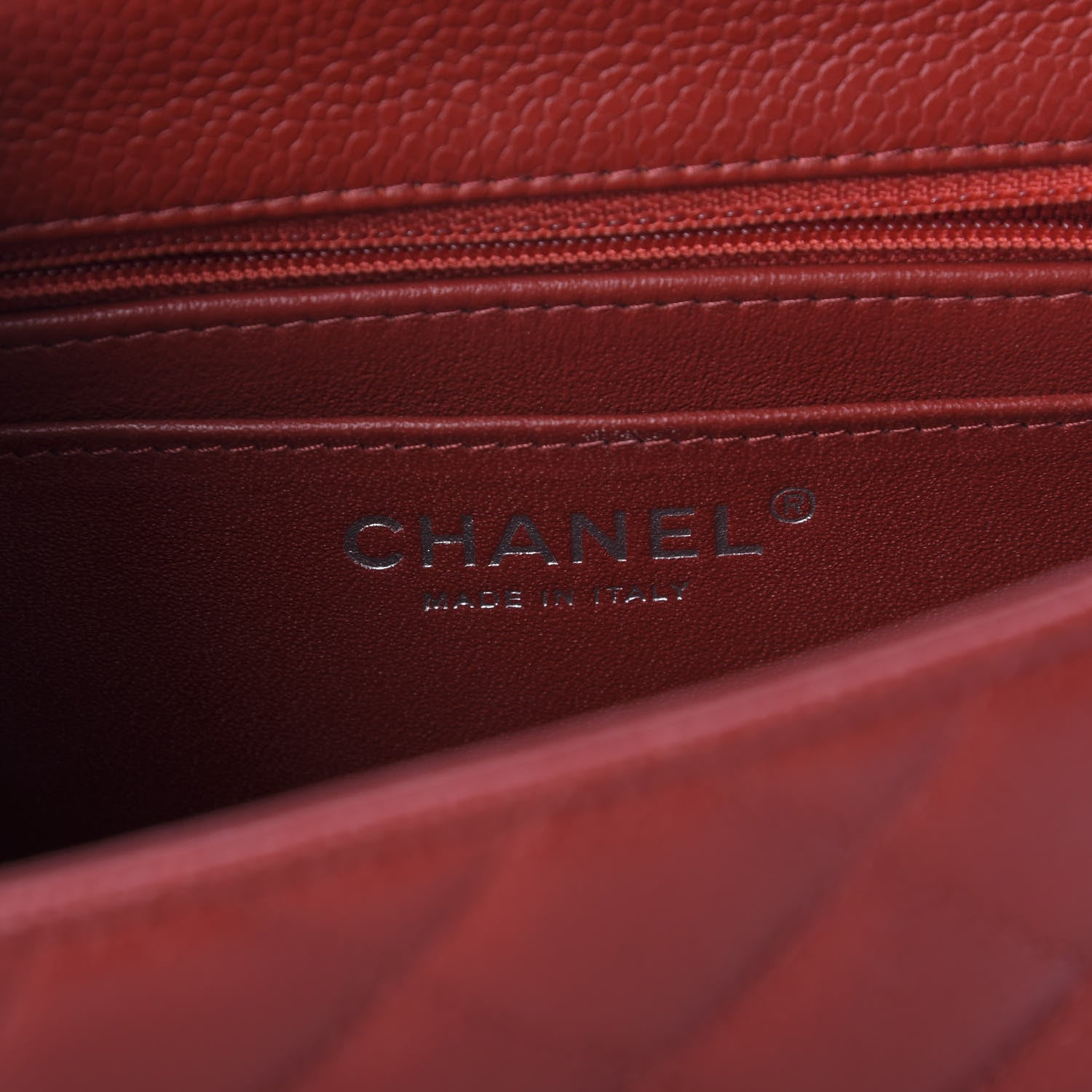 Chanel Caviar Quilted Mini Square Flap Red 8 of 9