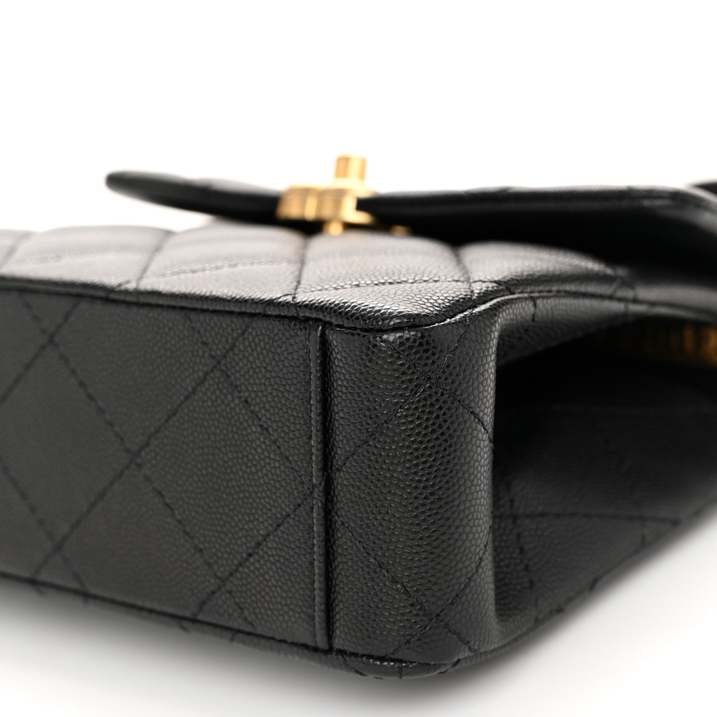 Caviar Quilted 31 Rue Cambon Mini Top Handle Flap Black