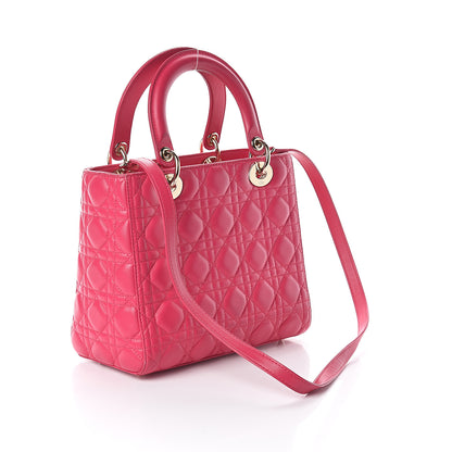 Christian Dior Lambskin Cannage Medium Lady Dior Fuchsia 2 of 7