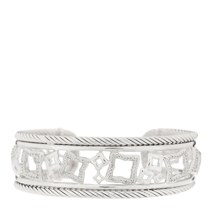 David Yurman Sterling Silver Diamond Quatrefoil Cuff Bracelet 1 of 3