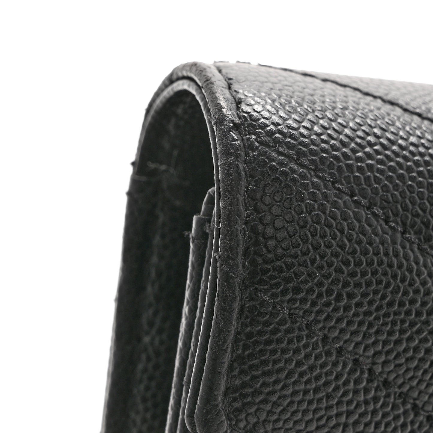 Grain De Poudre Matelasse Chevron Monogram Flap Wallet Black