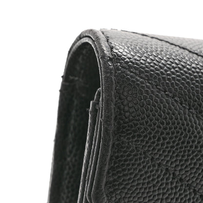 Saint Laurent Grain De Poudre Matelasse Chevron Monogram Flap Wallet Black 9 of 11