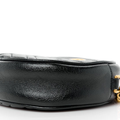 Gucci Azalea Calfskin Matelasse Heart Mini GG Marmont Round Shoulder Bag Black 11 of 13