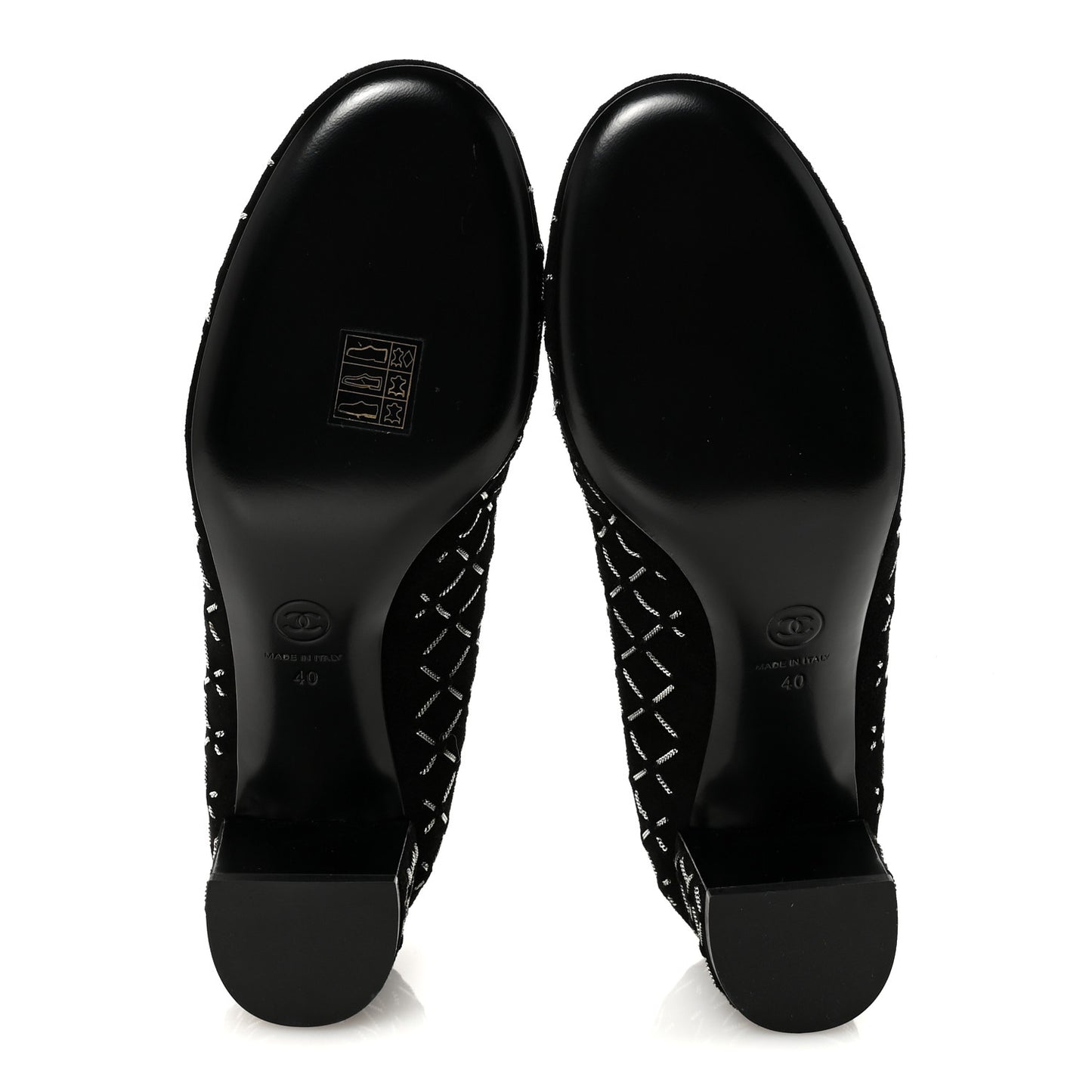 Kid Suede Chain Quilted Pumps 40 Black