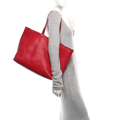 Tom Ford Calfskin Perforated Logo Tote Red 2 of 11