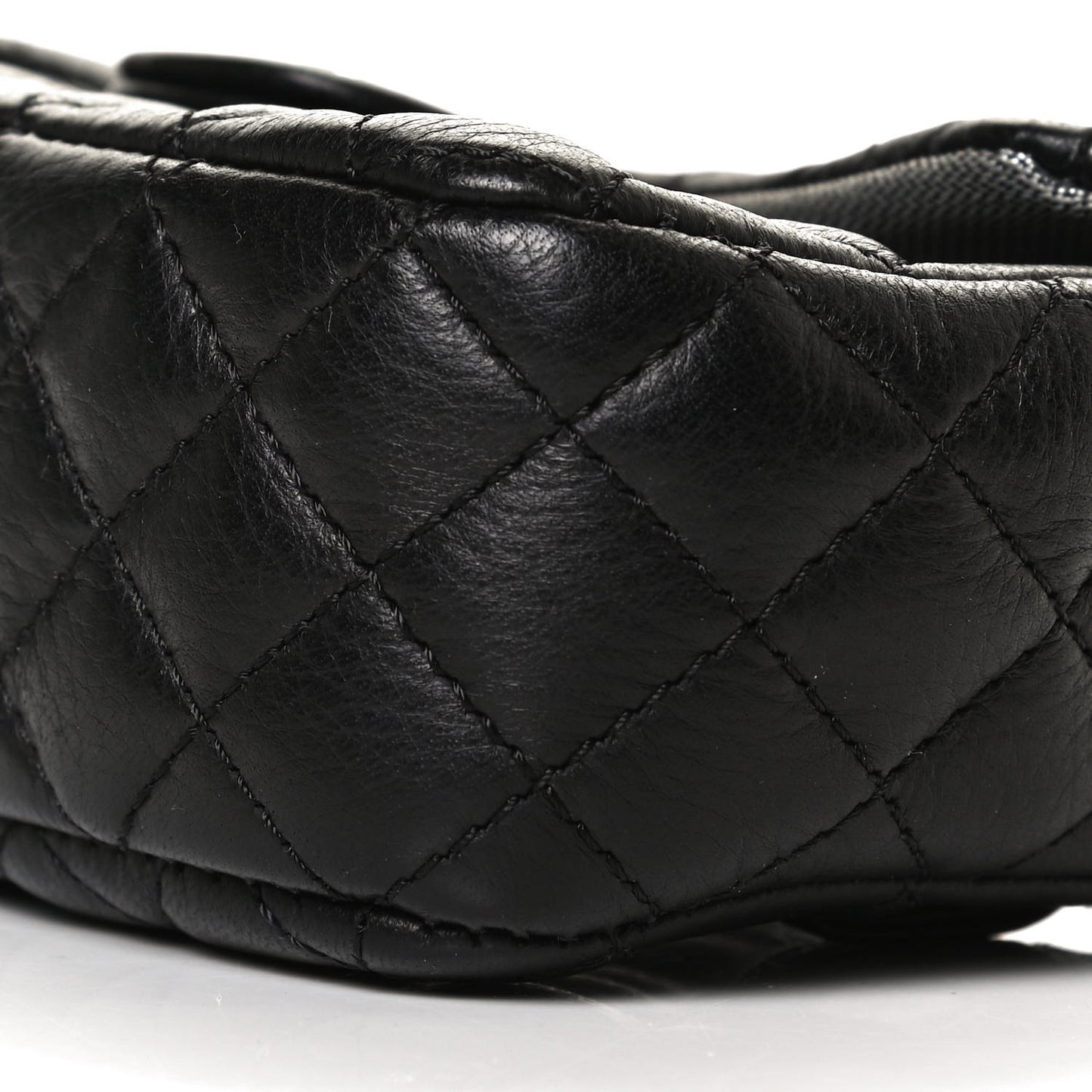Calfskin Quilted CC Uniform Flap Belt Bag Black