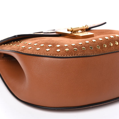Chloe Suede Smooth Calfskin Studded Drew Shoulder Bag Caramel 7 of 11