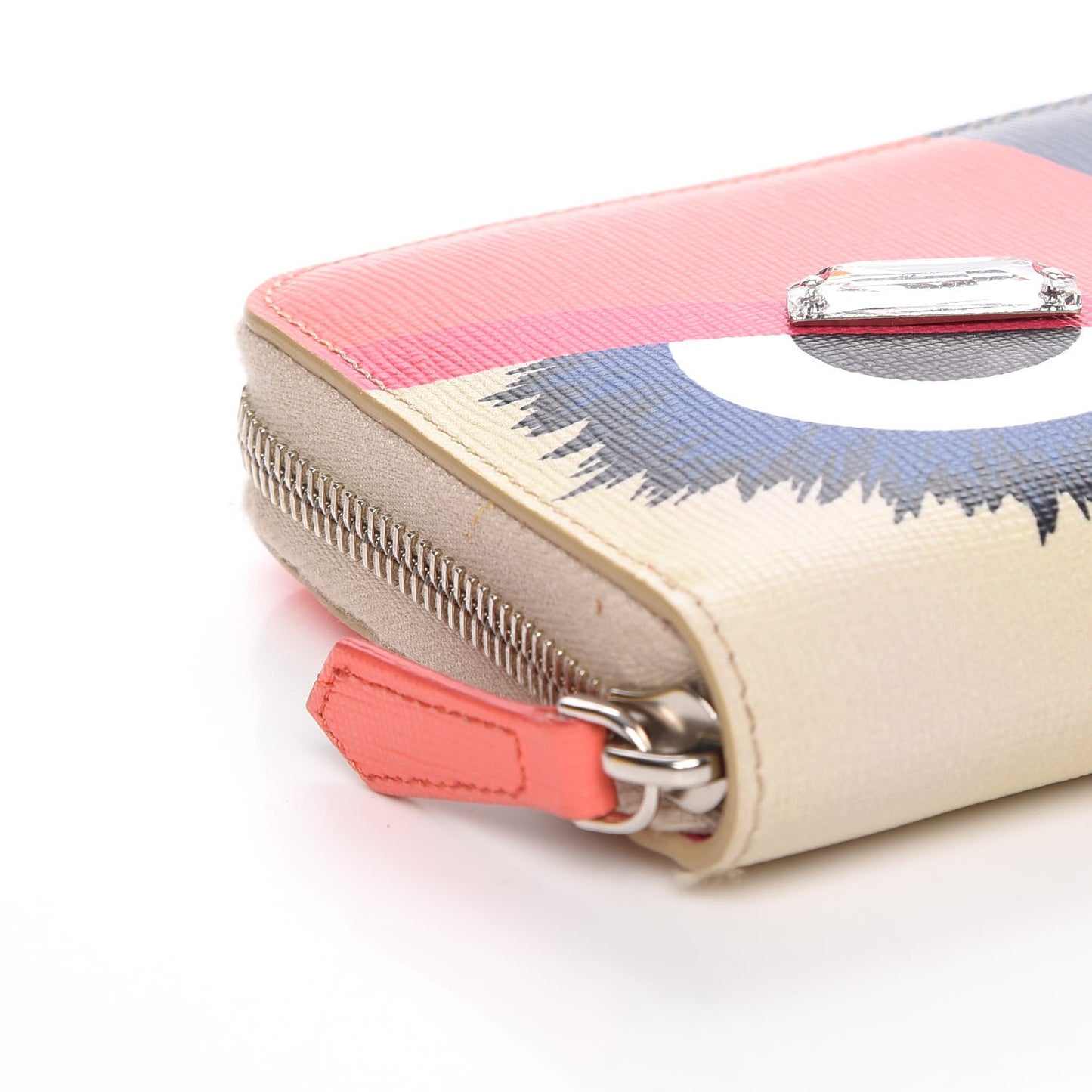Vitello Elite Crystal Eye Monster Zip Around Wallet Bellini Multicolor