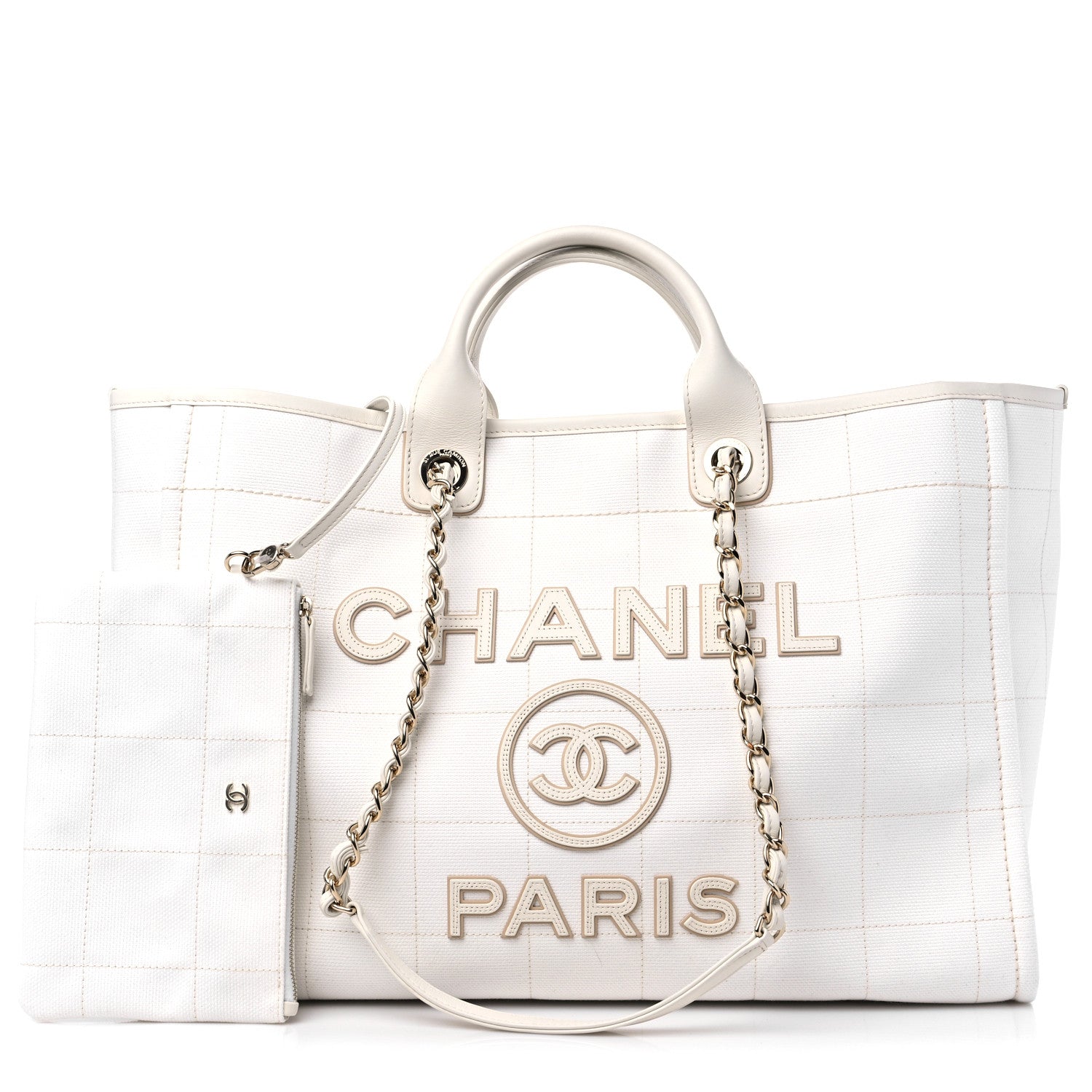 Chanel Cotton Large Deauville Tote White 1 of 13
