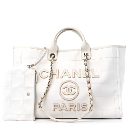 Chanel Cotton Large Deauville Tote White 1 of 13
