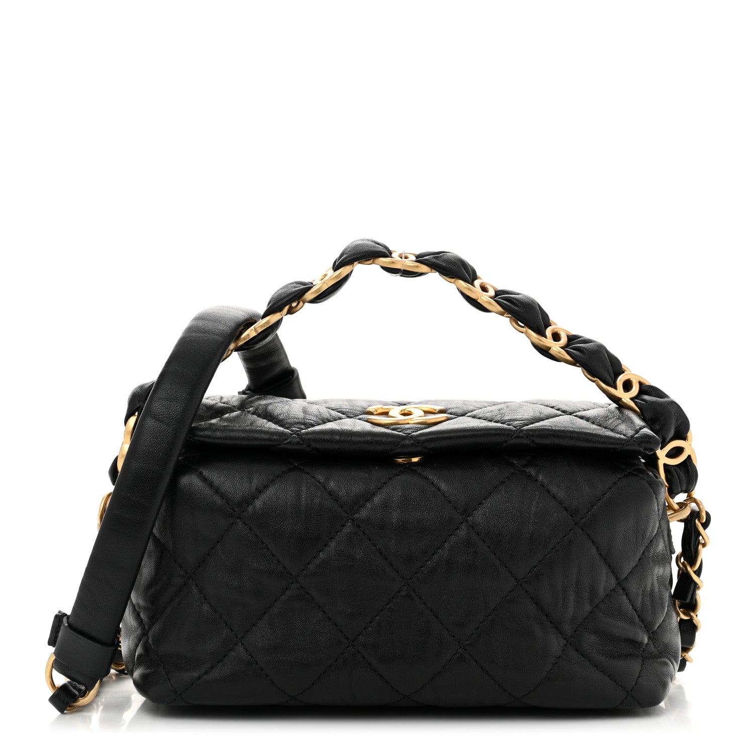 Chanel Crumpled Lambskin Quilted Small CC Links Shoulder Bag Black 1 of 13
