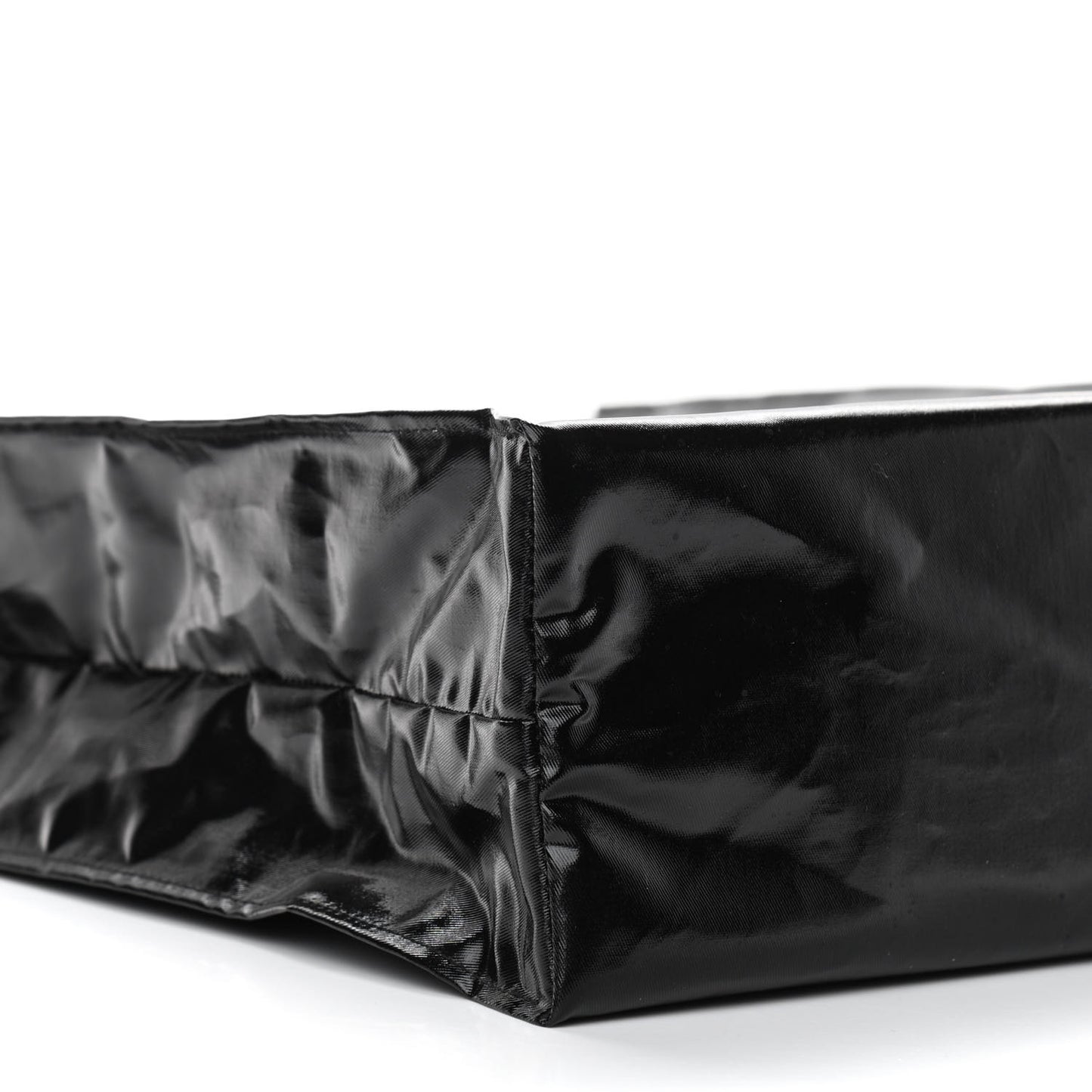 Patent Canvas Frame Logo Vertical Tote Black Crop