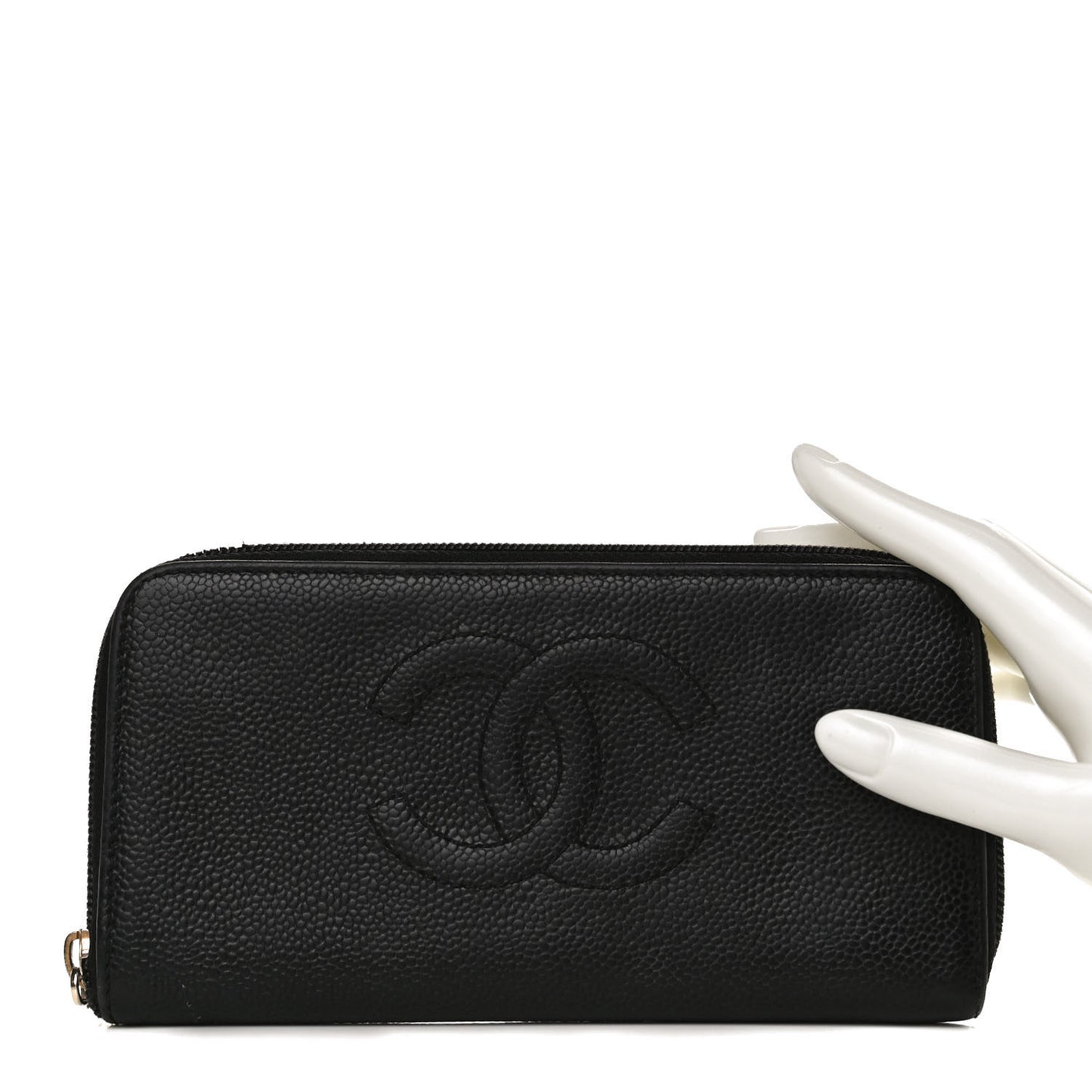 Caviar Large Timeless CC Zip Around Wallet Black