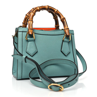 Gucci Wonka Grain Calfskin Mini Diana Tote Bag Dusty Azure Orange Fluo 3 of 12