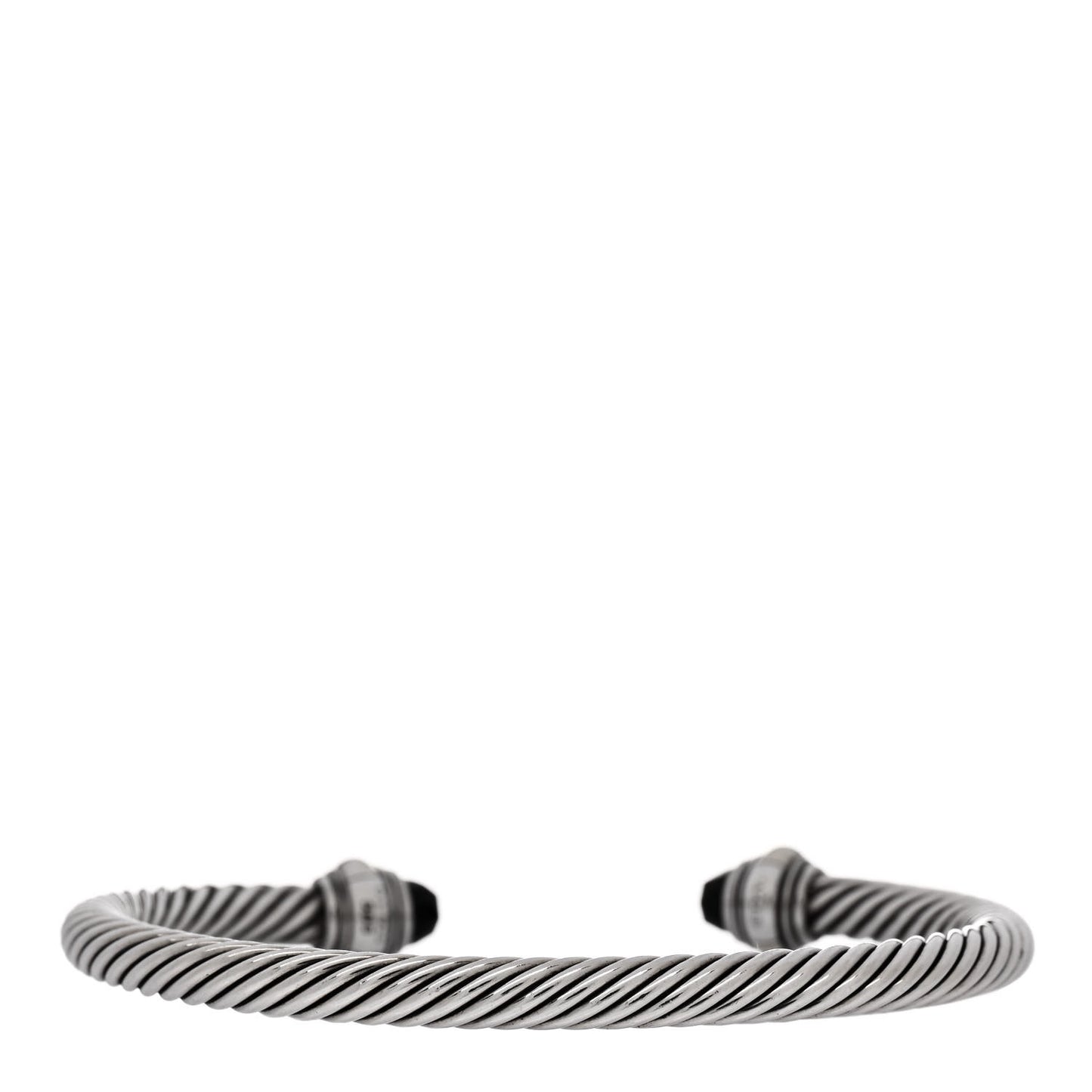 Sterling Silver 14K Yellow Gold Black Onyx 5mm Cable Classics Bracelet