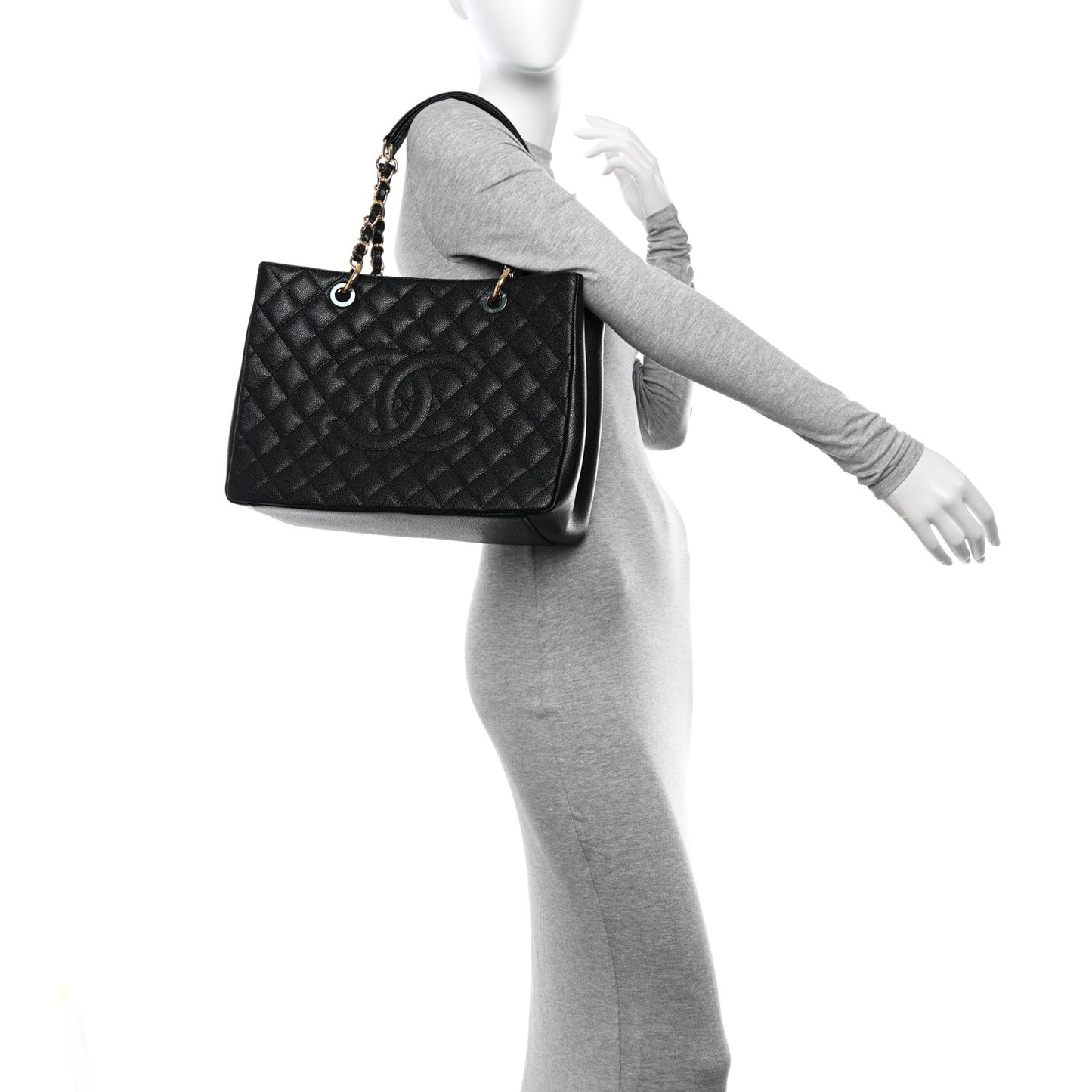Caviar Quilted Grand Shopping Tote GST Black