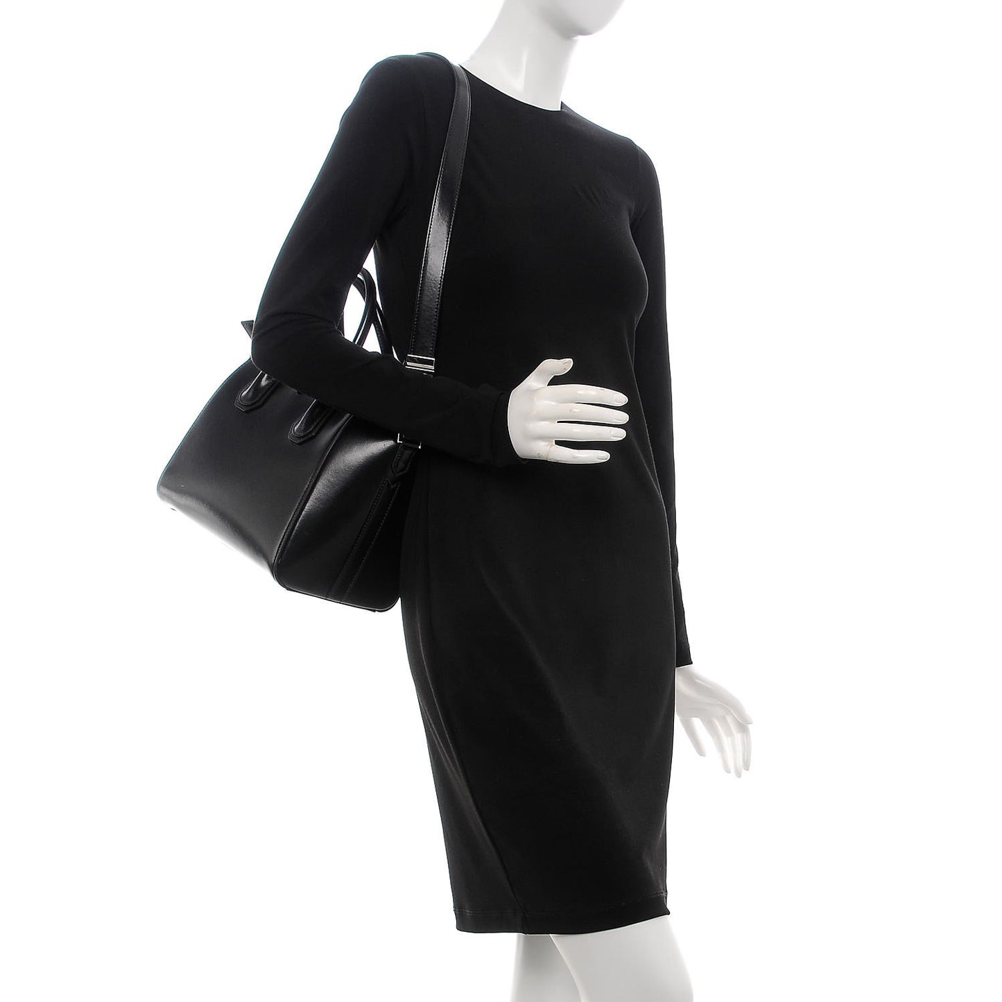 Shiny Lord Calfskin Small Antigona Black