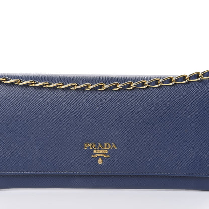 Prada Saffiano Metal Oro Chain Wallet Bleuette 7 of 9