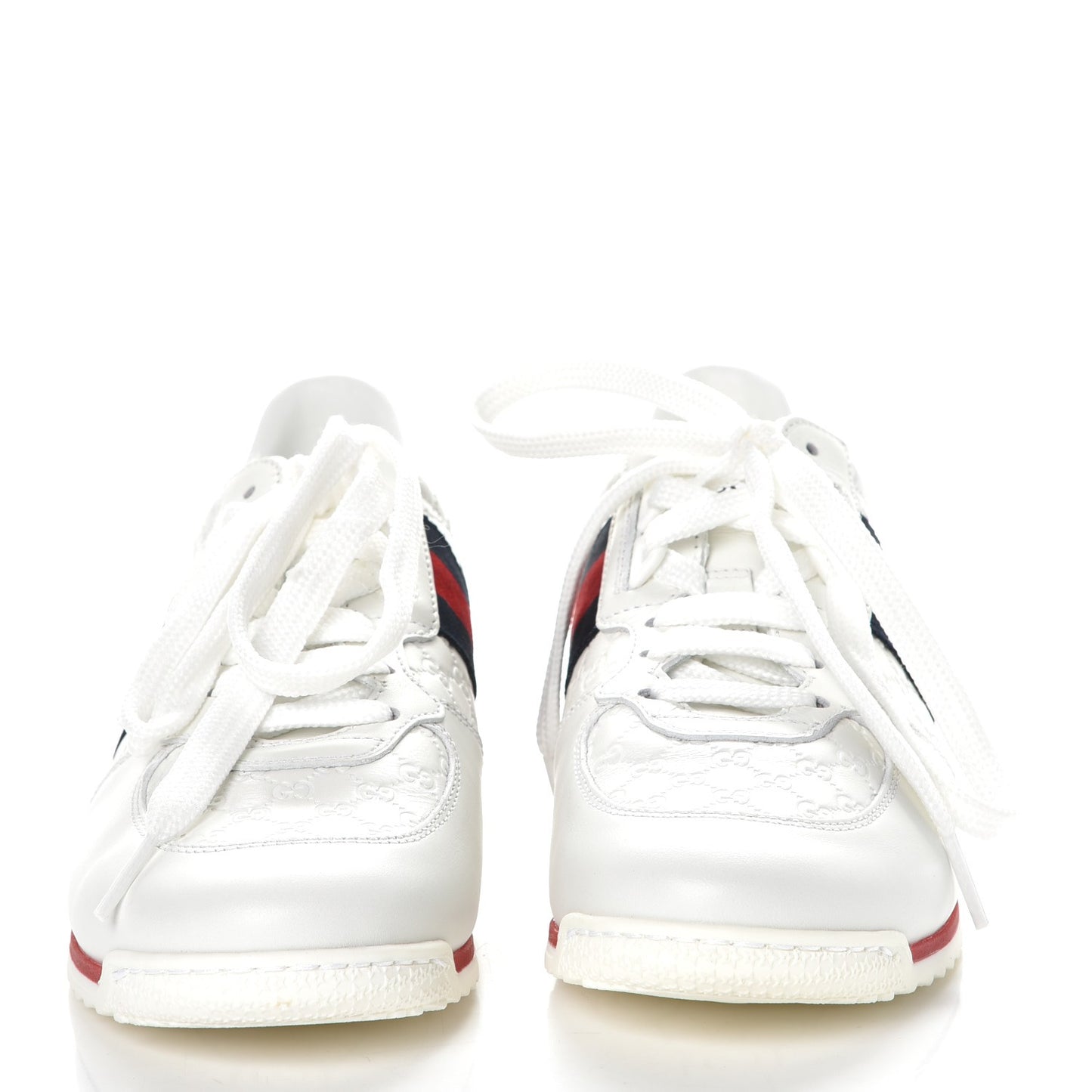 Guccissima Calfskin Web Mens Sneakers 36 White