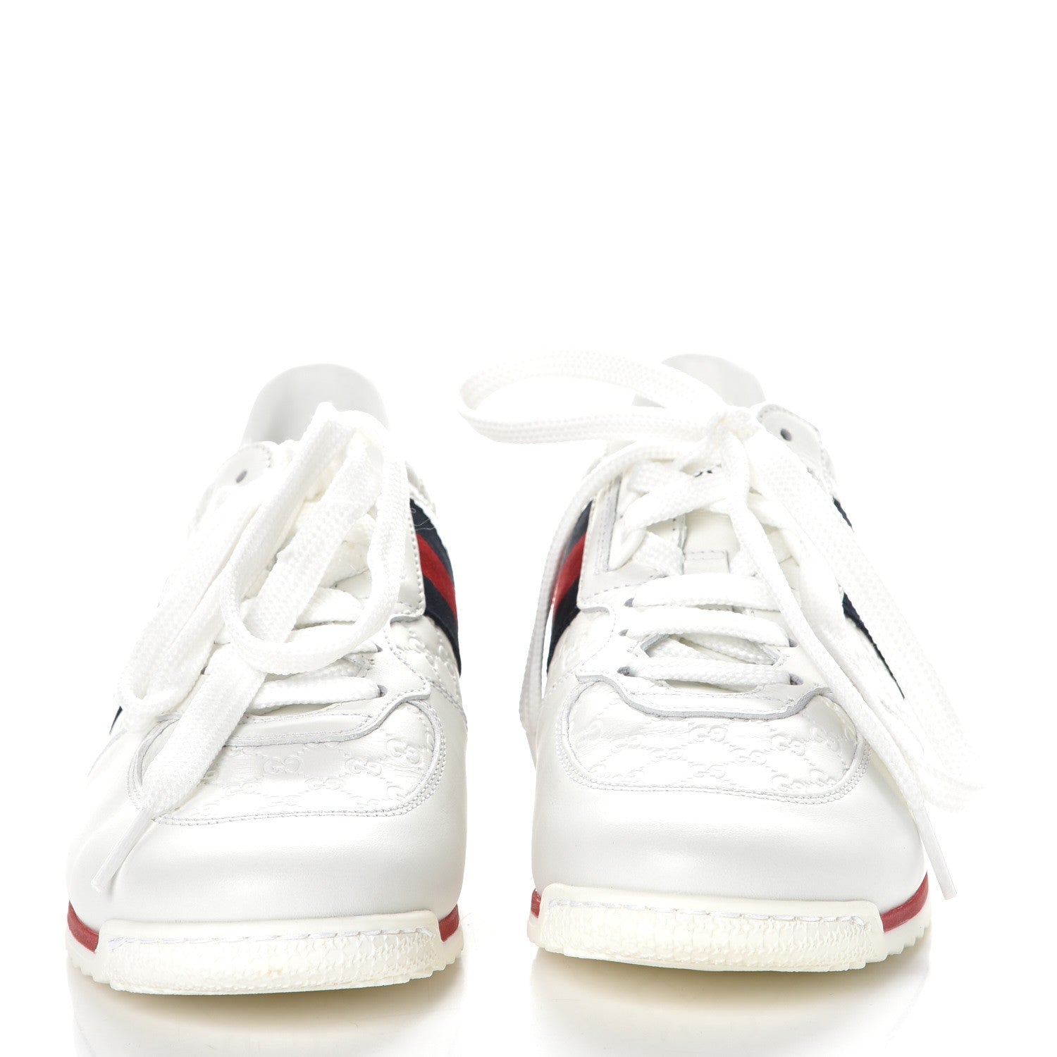 Gucci Guccissima Calfskin Web Mens Sneakers 36 White 2 of 9
