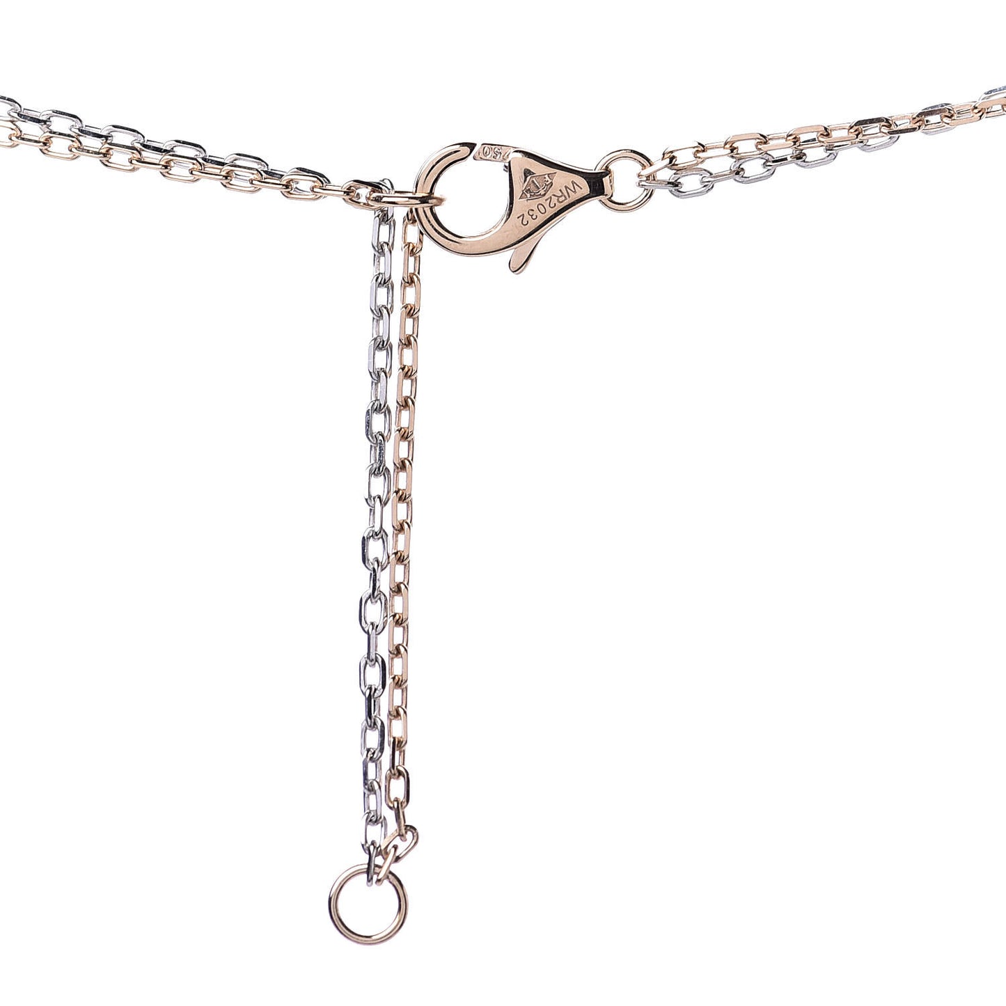 18K White Pink Gold Diamond Three Ring LOVE Pendant Necklace