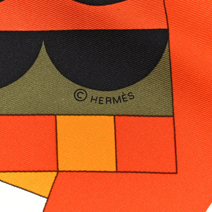 Hermes Silk En Roue Libre Scarf 90 White Orange Gold 4 of 6