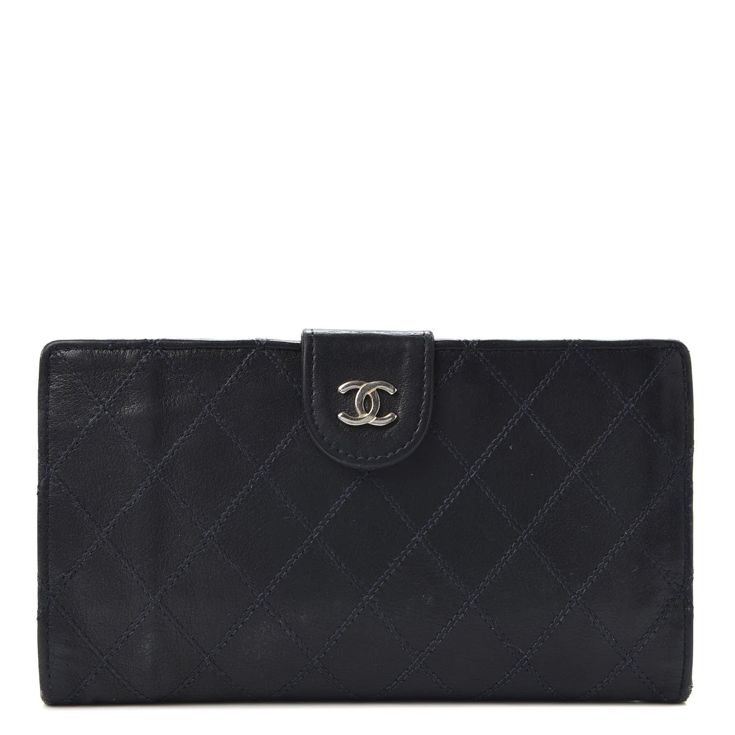Chanel Lambskin Diamond Stitched French Wallet Black 1 of 9