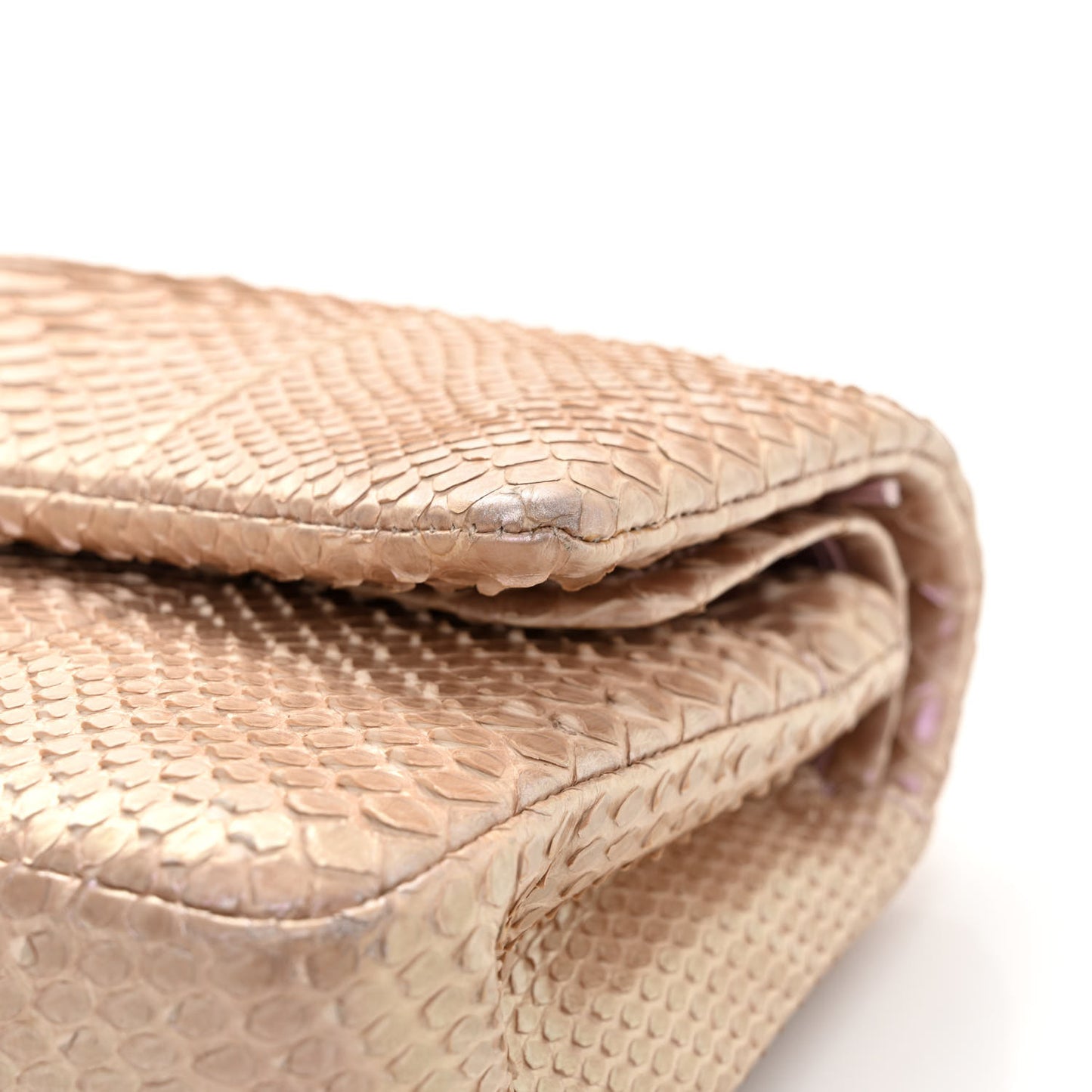 Metallic Snakeskin Medium Double Flap Pink